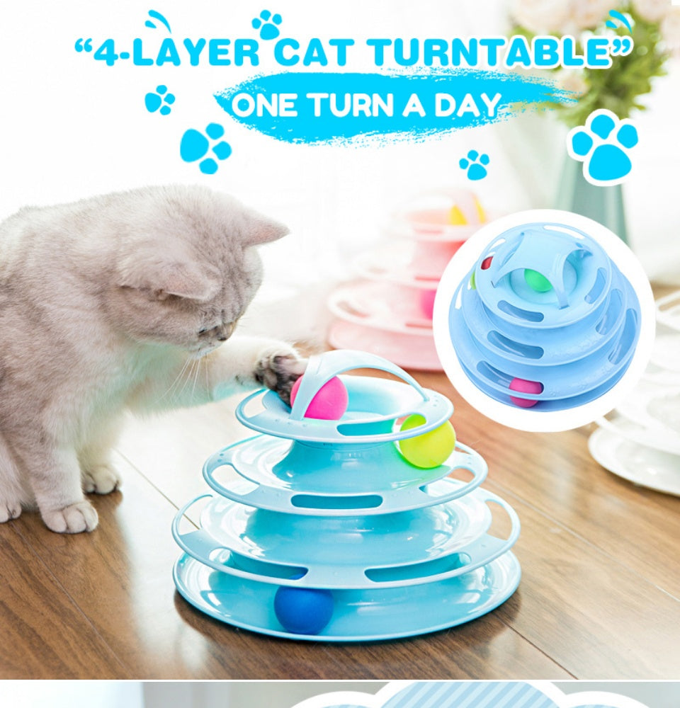 Cat Turntable Interactive Four-Level Tower of Tracks