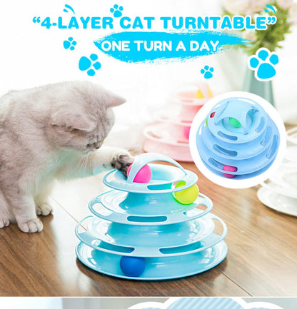 Cat Turntable Interactive Four-Level Tower of Tracks