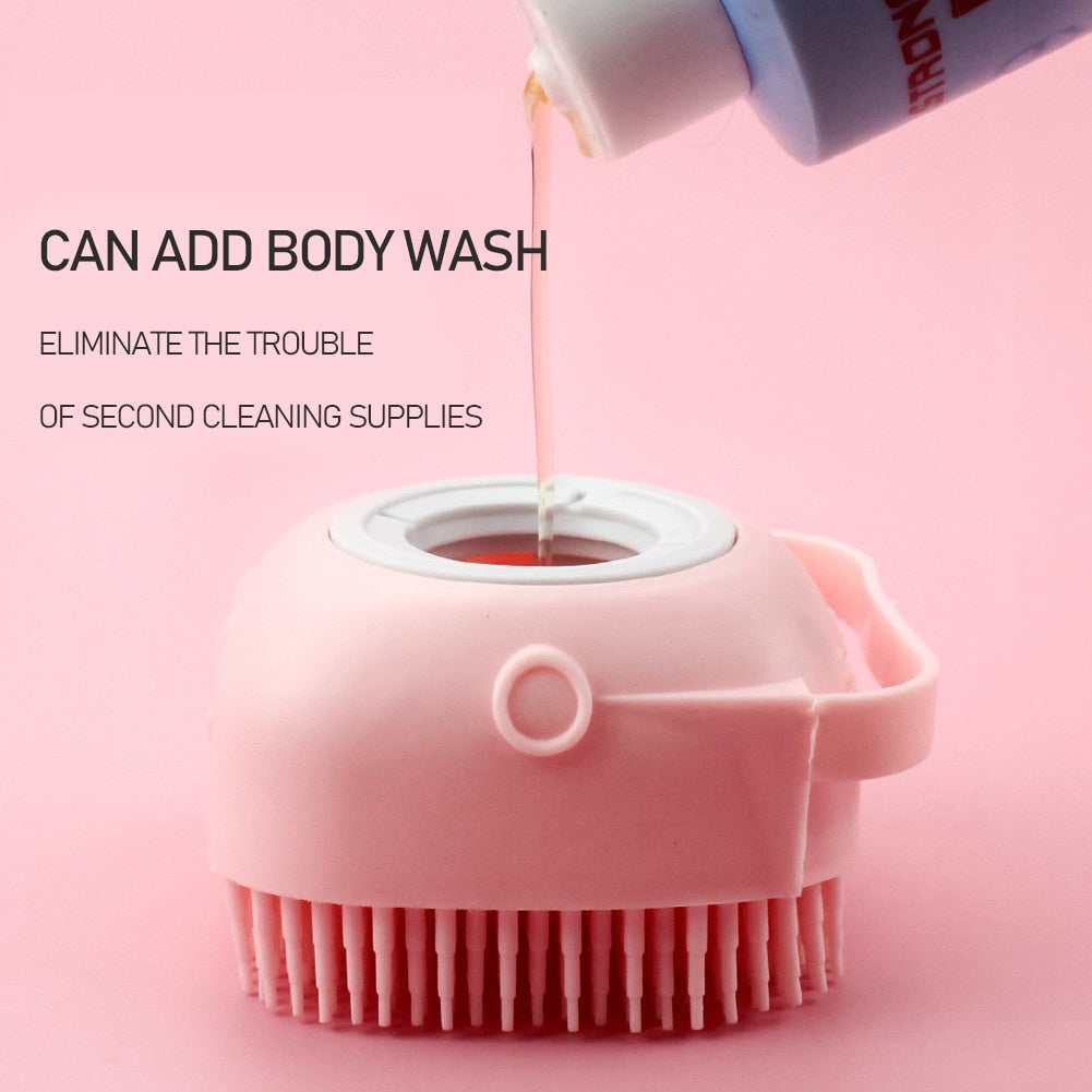 Luxury Pet Spa Silicone Massage Brush with Built-in Shampoo Dispenser