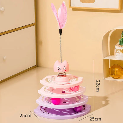 Cat Interactive Feathered Four-Level Tower of Tracks