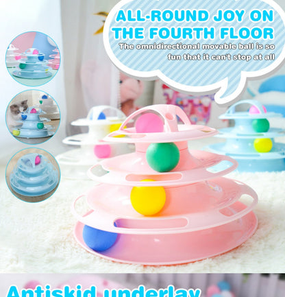 Cat Turntable Interactive Four-Level Tower of Tracks